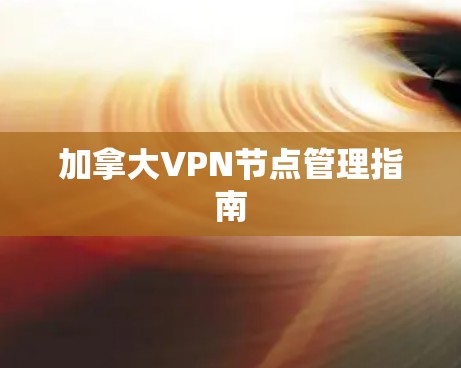 加拿大VPN节点管理指南 加拿大VPN节点管理指南